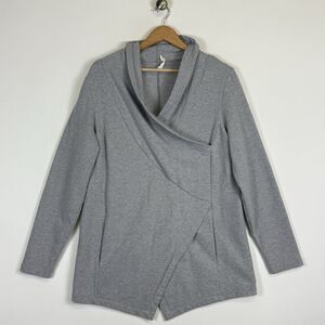 Lucy Grey Faux Wrap‎ Front Cowl Neck Pullover Sweatshirt Top Women's Medium